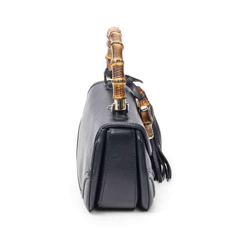 Gucci Midi Ambabu Top Handle Flap Navy Grain Calfskin Leather