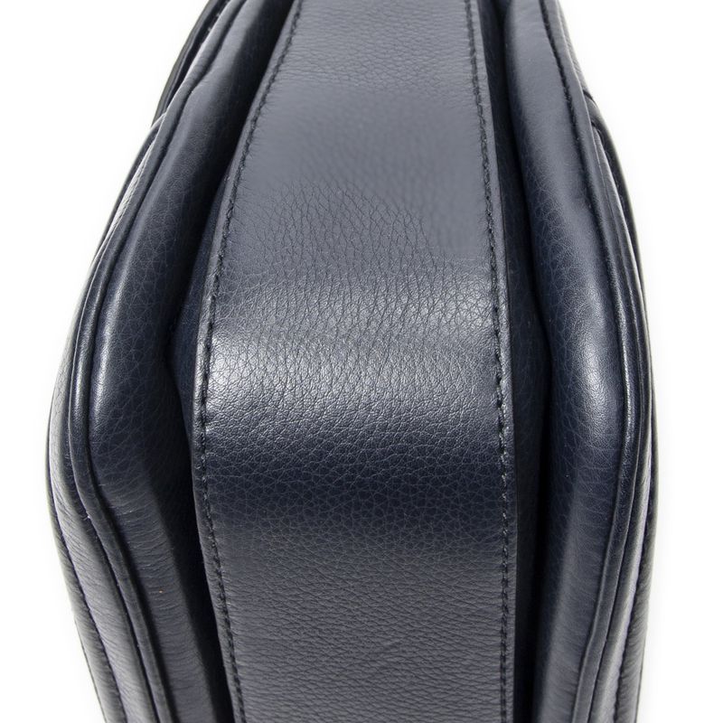 Gucci Midi Ambabu Top Handle Flap Navy Grain Calfskin Leather