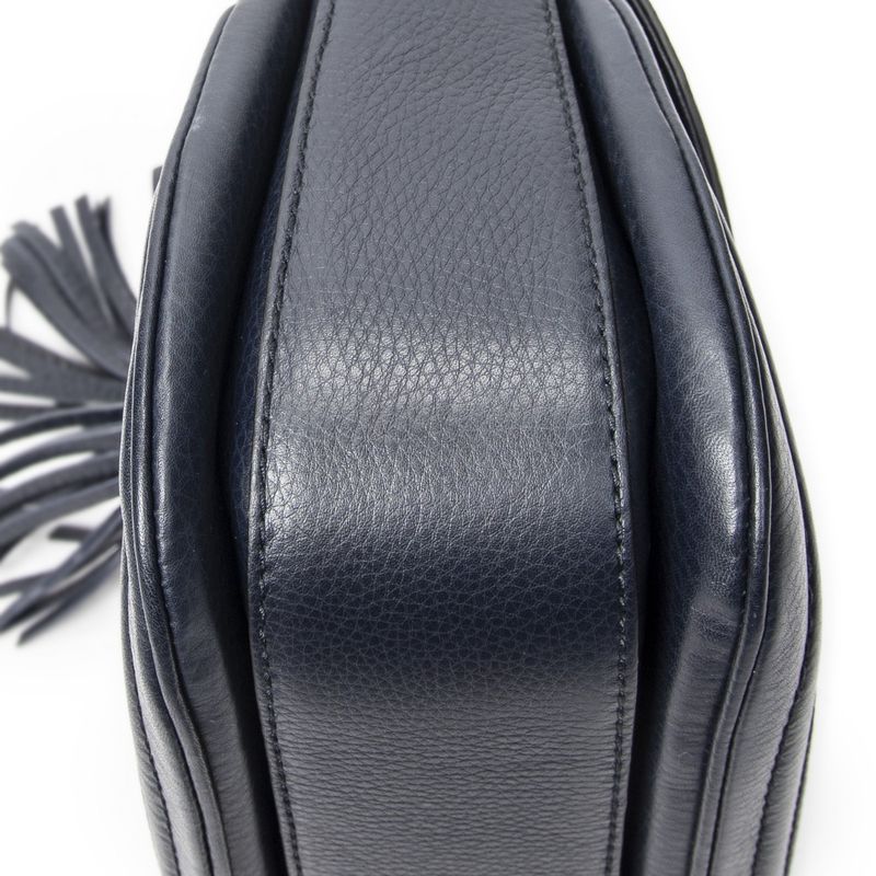 Gucci Midi Ambabu Top Handle Flap Navy Grain Calfskin Leather