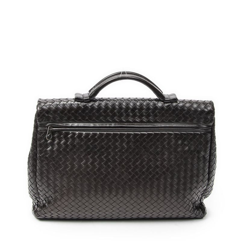 Bottega Veneta Briefcase Dark Brown Intrecciato Leather Shoulder Bag