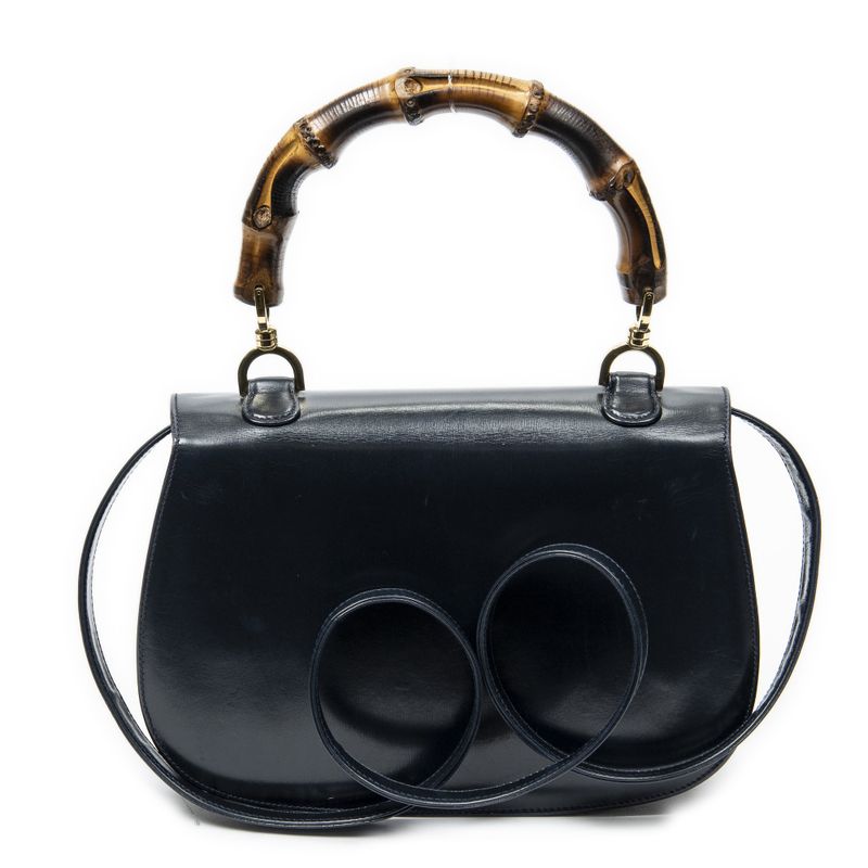 Gucci Midi Ambabu Top Handle Flap Navy Smooth Leather