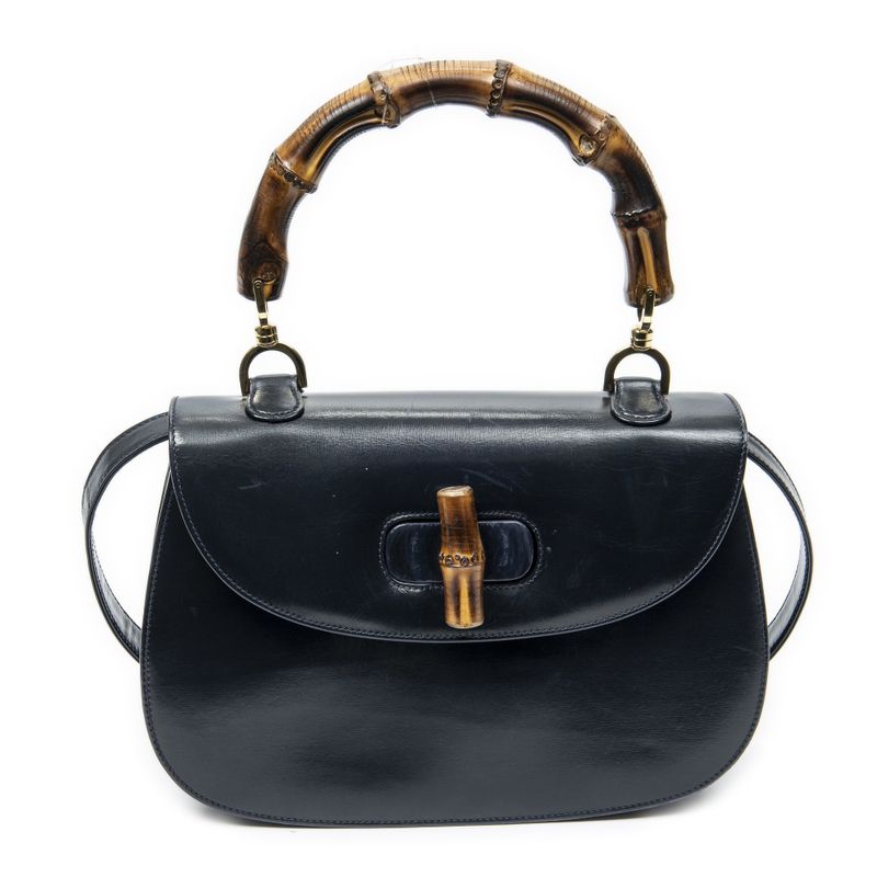 Gucci Midi Ambabu Top Handle Flap Navy Smooth Leather