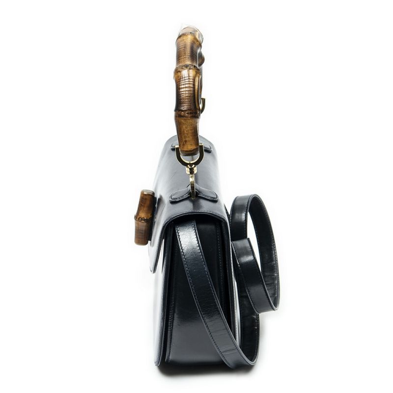 Gucci Midi Ambabu Top Handle Flap Navy Smooth Leather