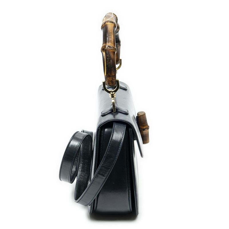 Gucci Midi Ambabu Top Handle Flap Navy Smooth Leather