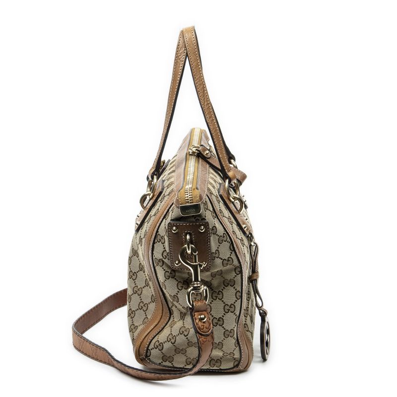 Gucci Midi Amgate Top Handle Beige Brown GG Canvas