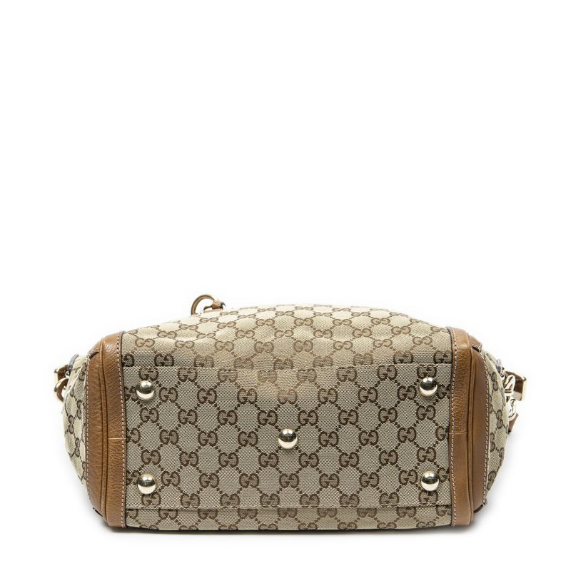 Gucci Midi Amgate Top Handle Beige Brown GG Canvas