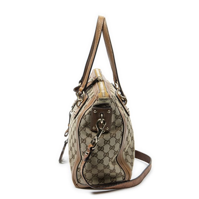 Gucci Midi Amgate Top Handle Beige Brown GG Canvas