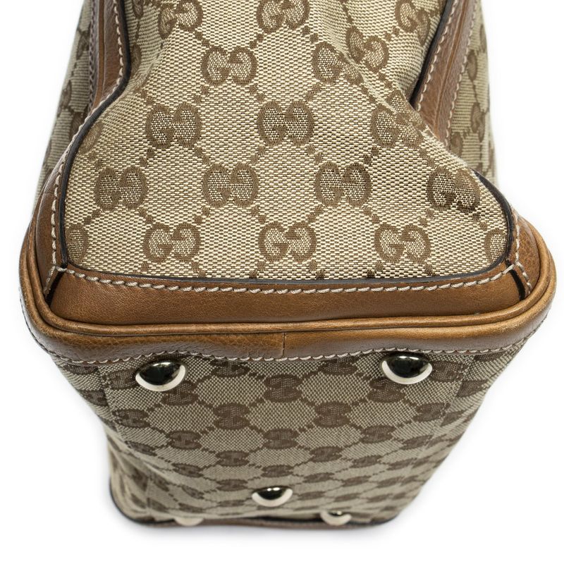 Gucci Midi Amgate Top Handle Beige Brown GG Canvas
