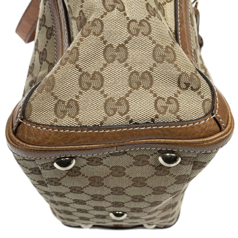 Gucci Midi Amgate Top Handle Beige Brown GG Canvas