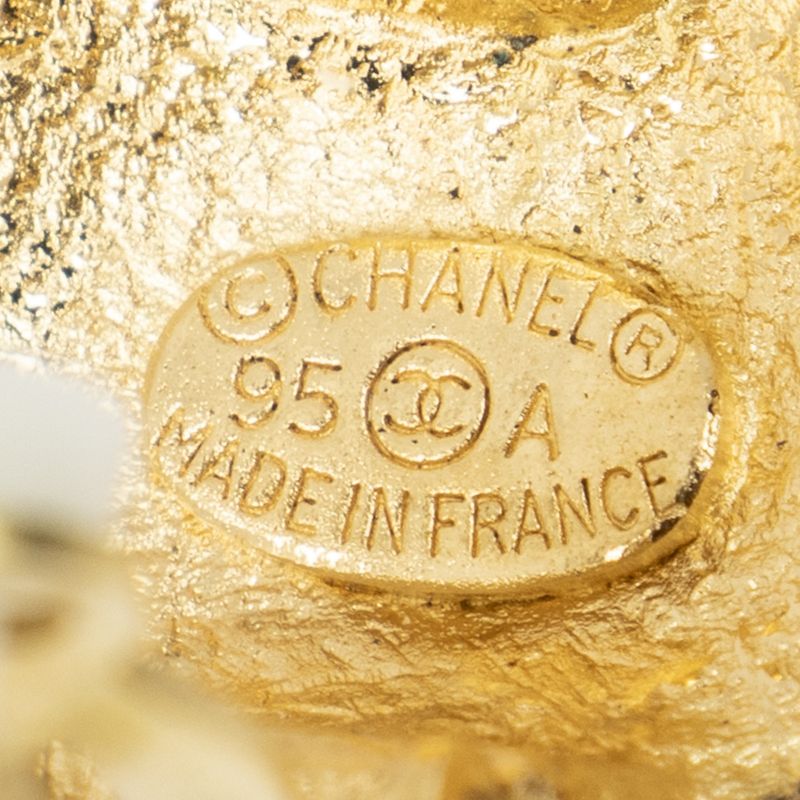 Chanel CC Logo Round Clip Type Earrings Gold Plated