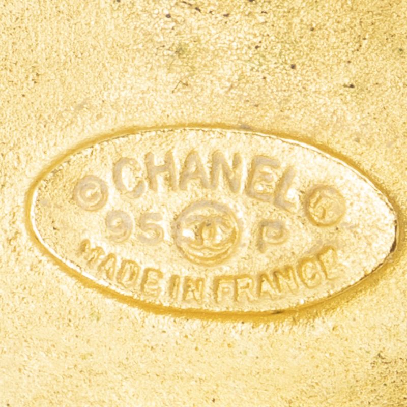 Chanel CC Logo Clip Type Earrings Red Gold Plated