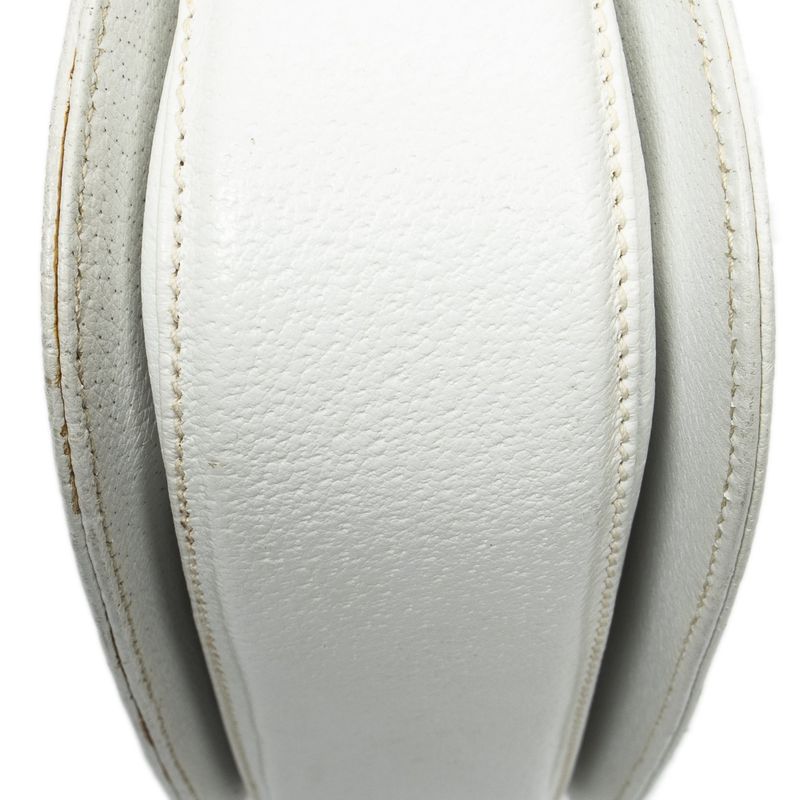 Gucci Small Bamboo Top Handle Flap White Grain Calfskin Leather
