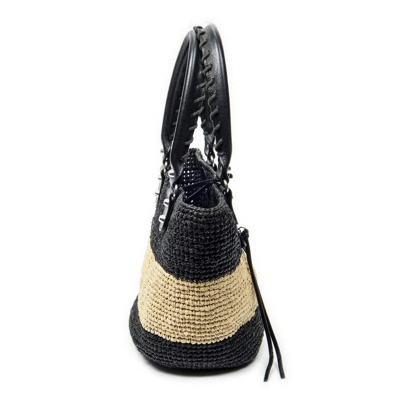 Balenciaga Pannier XS Basket Tote Black Woven Raffia Canvas