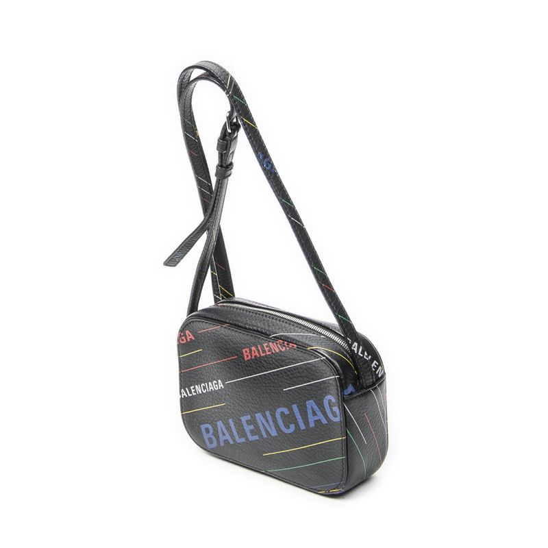 Balenciaga Everyday Camera Bag Black Print Leather