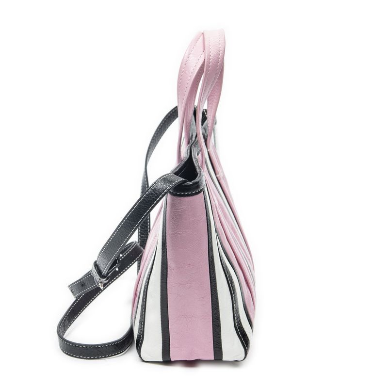 Balenciaga Small Barbes Crossbody Pink Black Striped Pink