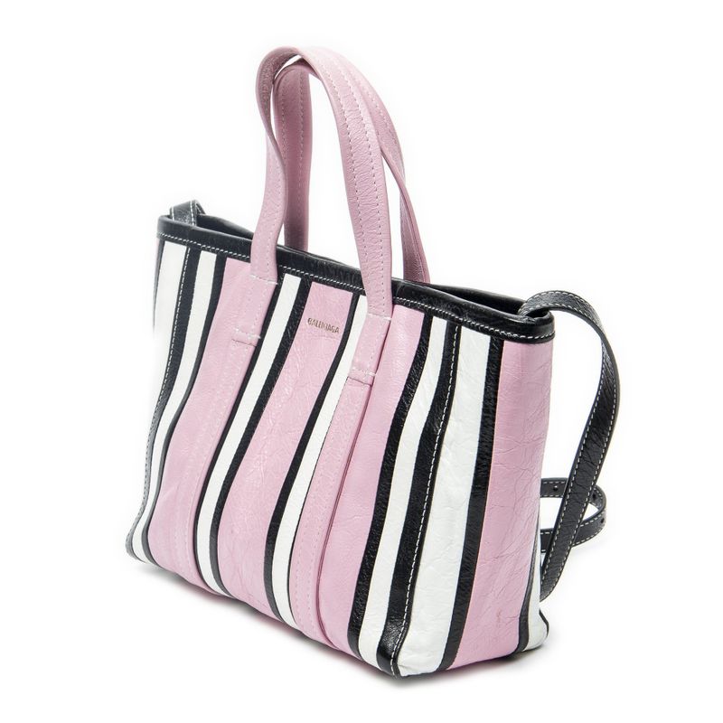 Balenciaga Small Barbes Crossbody Pink Black Striped Pink