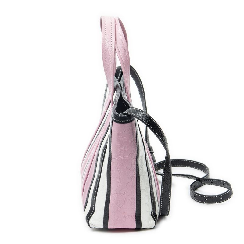 Balenciaga Small Barbes Crossbody Pink Black Striped Pink