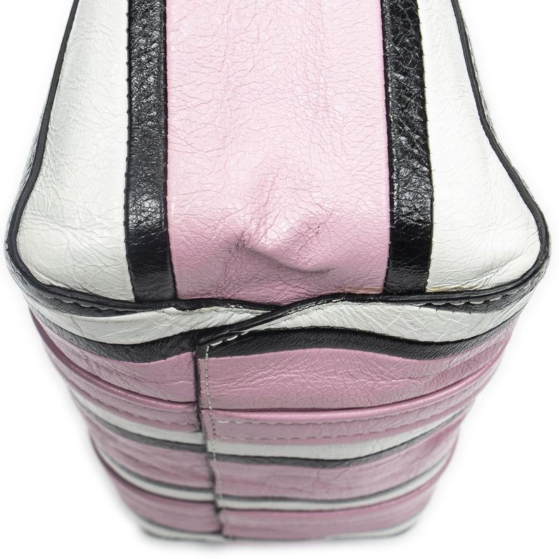 Balenciaga Small Barbes Crossbody Pink Black Striped Pink