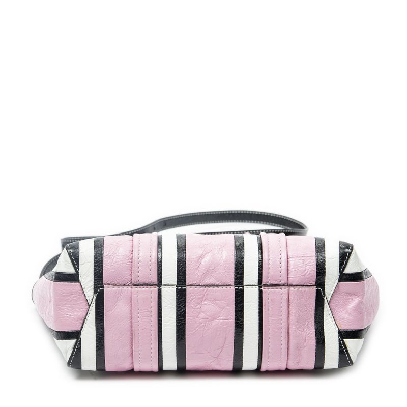 Balenciaga Small Barbes Crossbody Pink Black Striped Pink