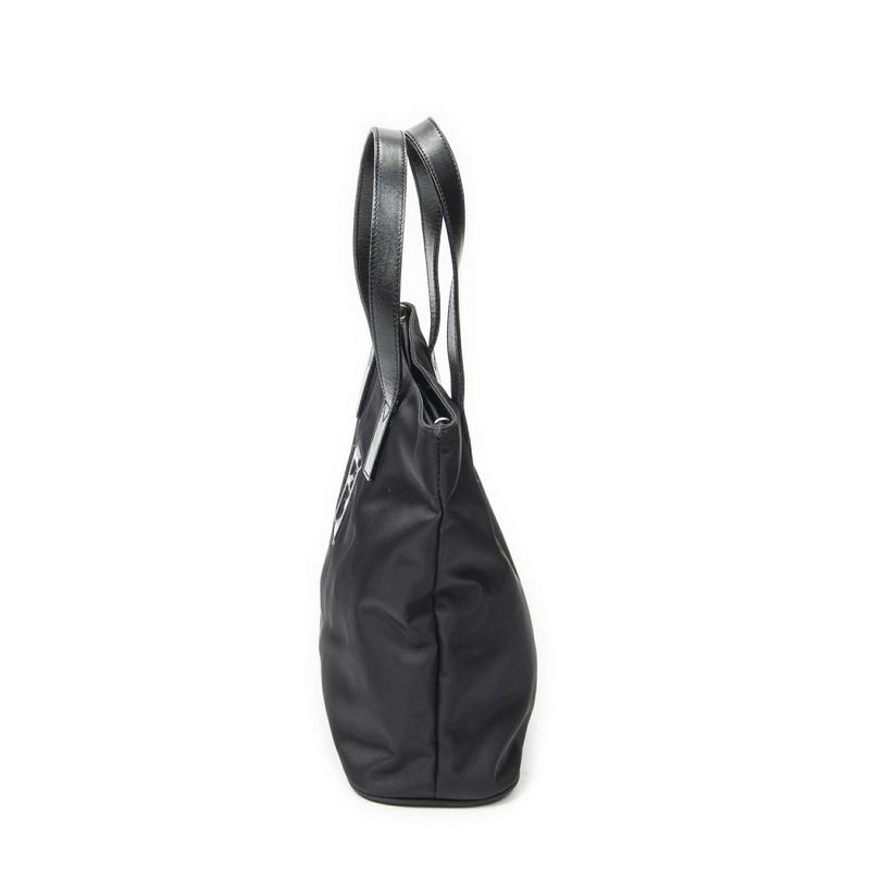 Fendi Vintage FF Frame Tote Black Nylon Canvas