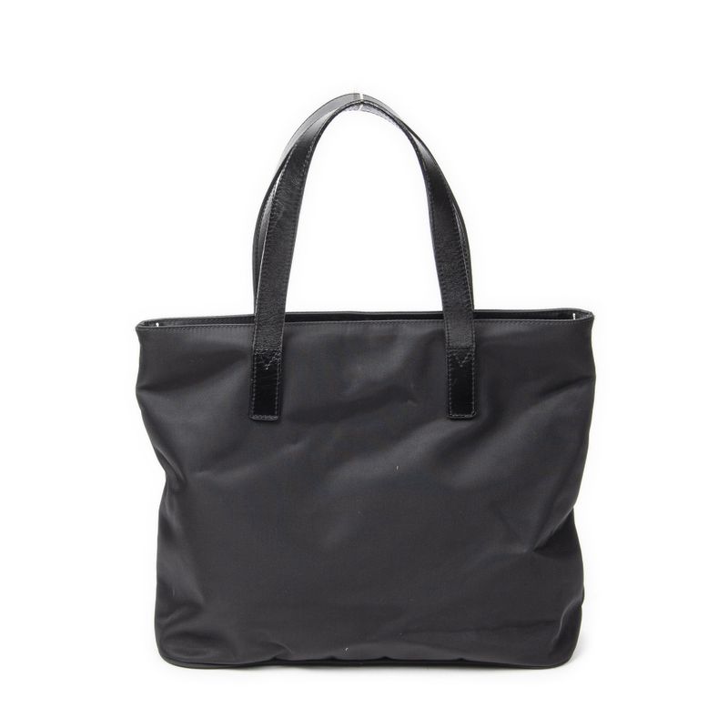 Fendi Vintage FF Frame Tote Black Nylon Canvas