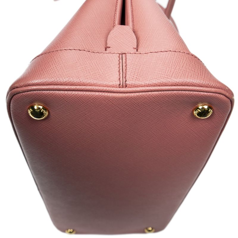 Prada Midi Amu Open Promuna Pink Saffiano Leather Shoulder Bag