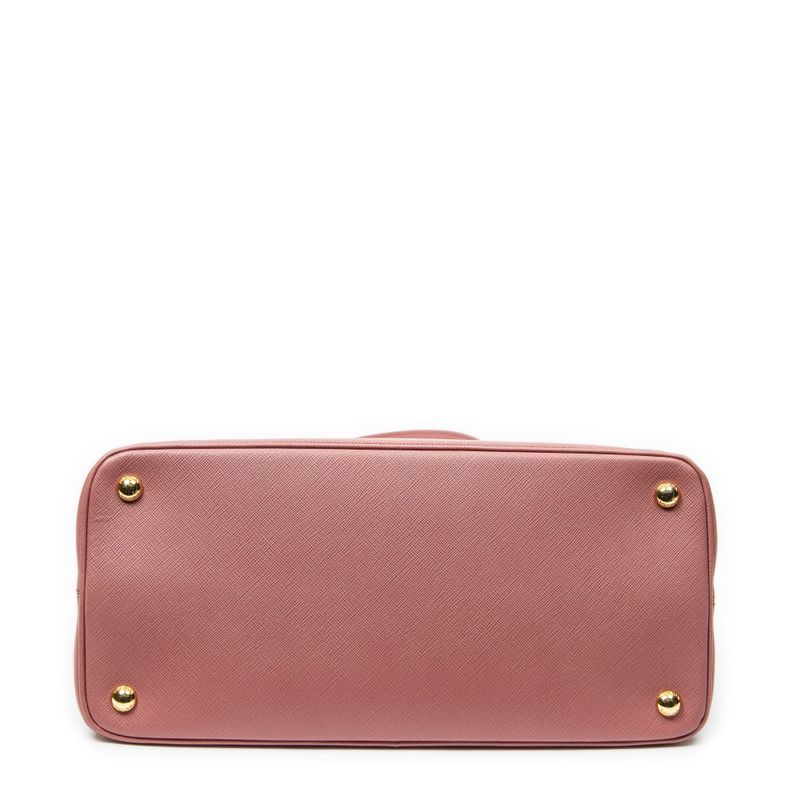 Prada Midi Amu Open Promuna Pink Saffiano Leather Shoulder Bag