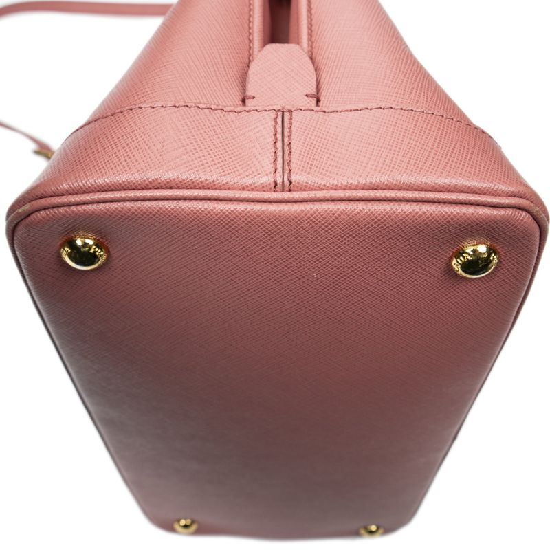 Prada Midi Amu Open Promuna Pink Saffiano Leather Shoulder Bag