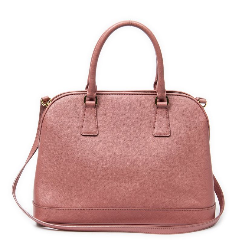 Prada Midi Amu Open Promuna Pink Saffiano Leather Shoulder Bag