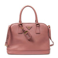 Prada Midi Amu Open Promuna Pink Saffiano Leather Shoulder Bag