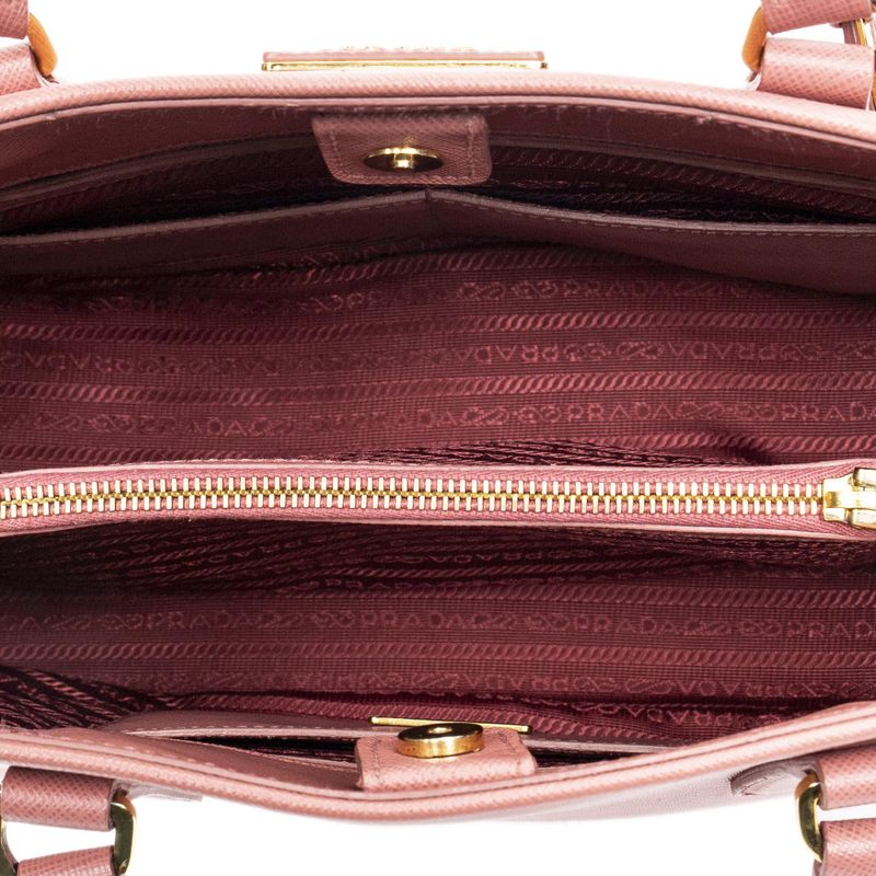 Prada Midi Amu Open Promuna Pink Saffiano Leather Shoulder Bag
