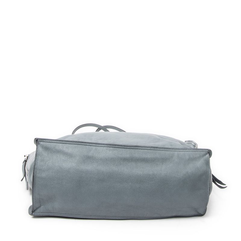Prada Zip Shopping Tote Blue Marumo Glasse Leather