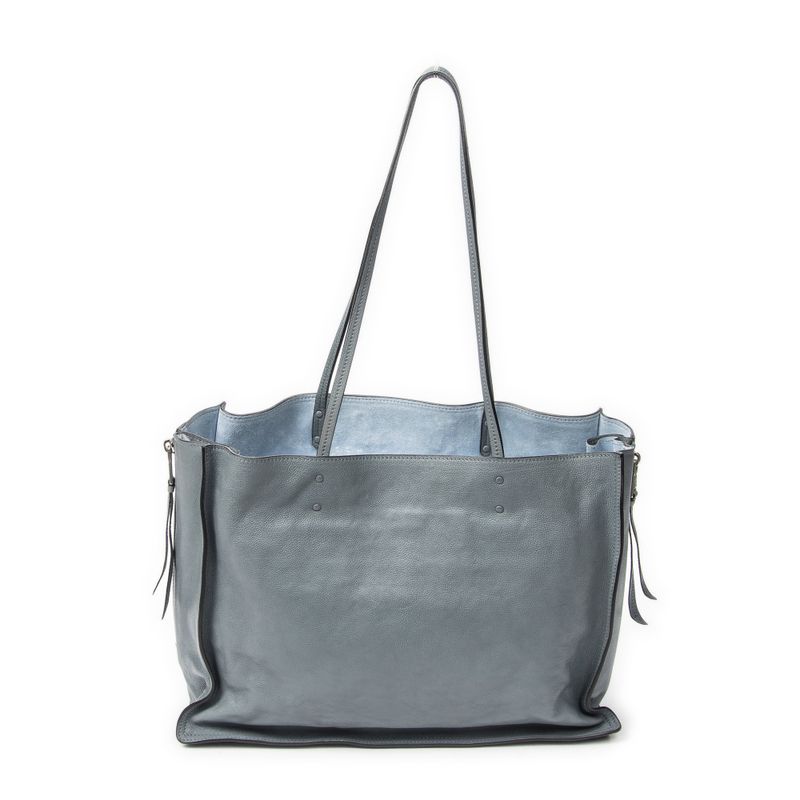 Prada Zip Shopping Tote Blue Marumo Glasse Leather