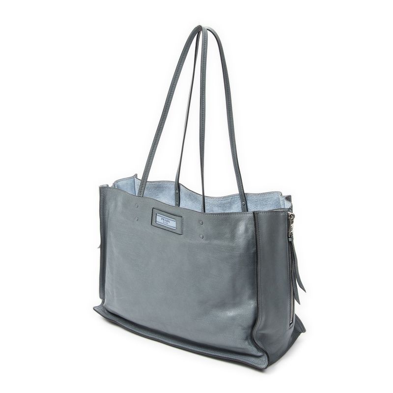 Prada Zip Shopping Tote Blue Marumo Glasse Leather