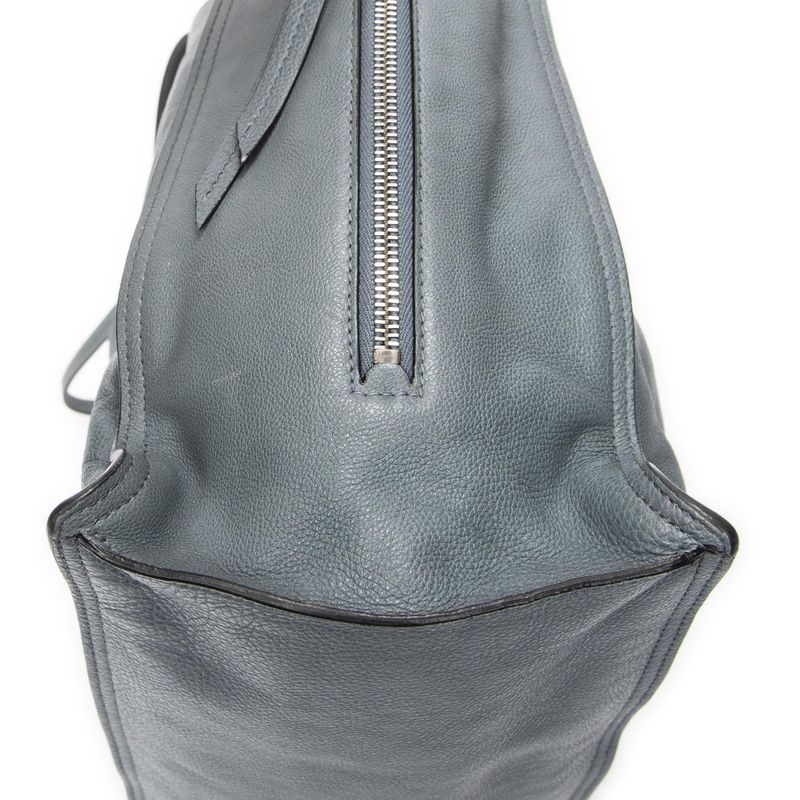 Prada Zip Shopping Tote Blue Marumo Glasse Leather