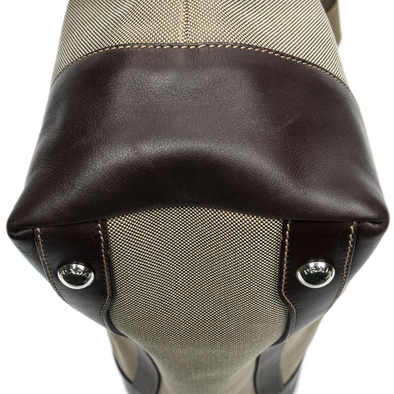 Prada Tote Khaki Color Brown Jacket Canvas Khaki