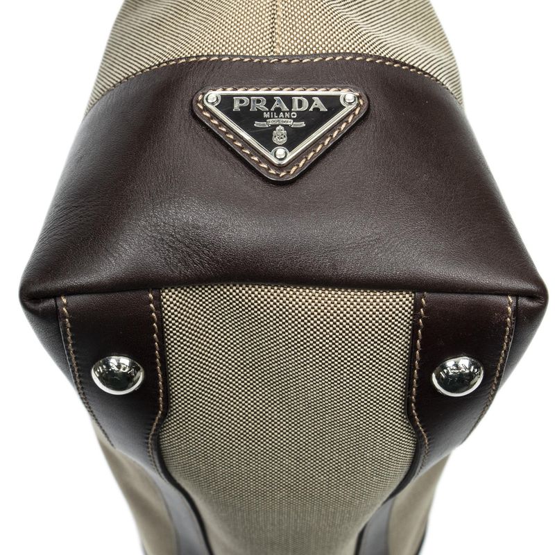 Prada Tote Khaki Color Brown Jacket Canvas Khaki