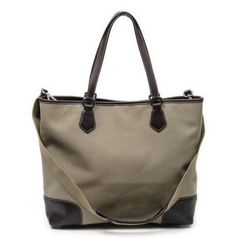 Prada Tote Khaki Color Brown Jacket Canvas Khaki