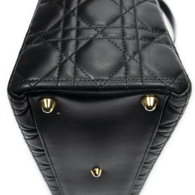 Dior Large Lady Dior Zip Black Cannage Quilt Handbag