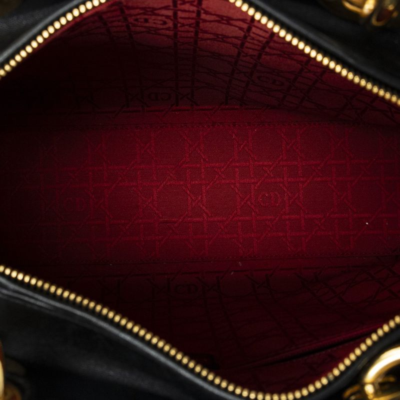 Dior Large Lady Dior Zip Black Cannage Quilt Handbag