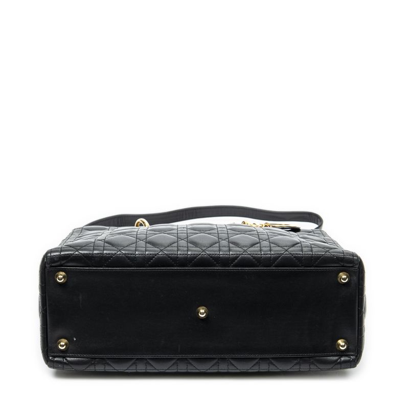 Dior Large Lady Dior Zip Black Cannage Quilt Handbag