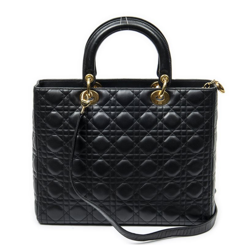 Dior Large Lady Dior Zip Black Cannage Quilt Handbag
