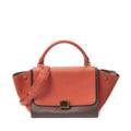 Celine Small Bicolor Trapeze Terracotta Brown Calfskin Leather Shoulder Bag