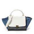 Celine Small Medium Swing White Black Blue Calfskin Leather Shoulder Bag White Black