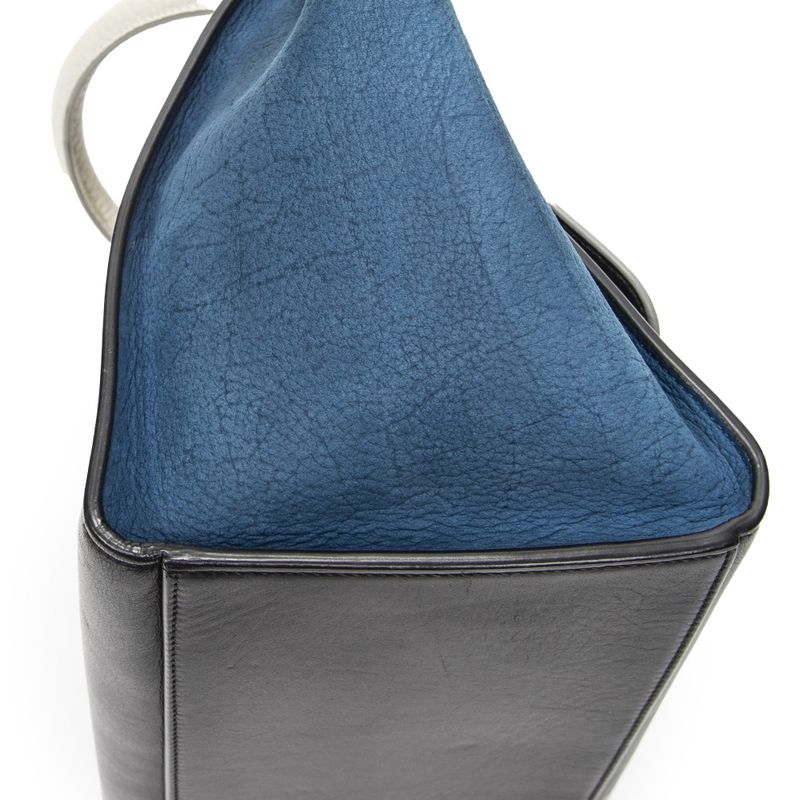 Celine Small Medium Swing White Black Blue Calfskin Leather Shoulder Bag White Black