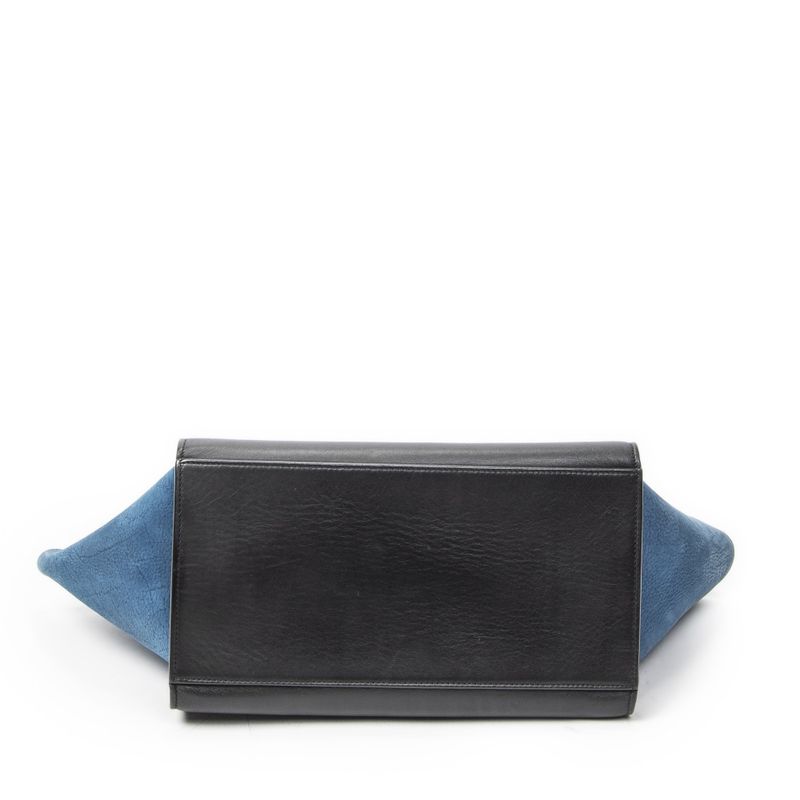Celine Small Medium Swing White Black Blue Calfskin Leather Shoulder Bag White Black