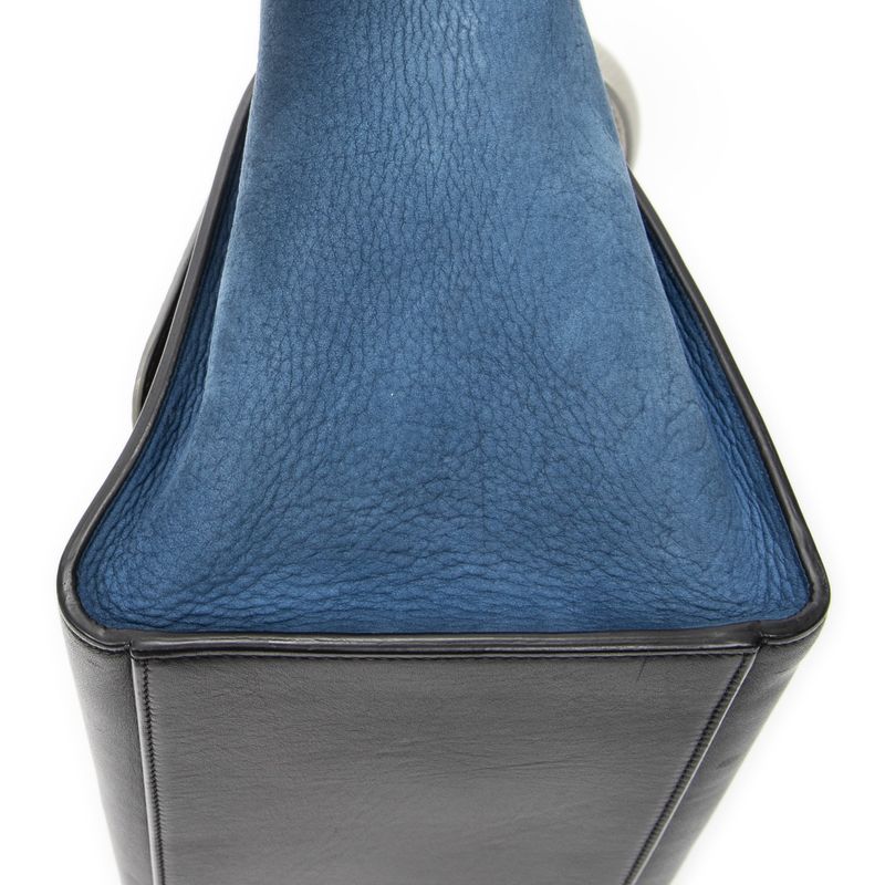 Celine Small Medium Swing White Black Blue Calfskin Leather Shoulder Bag White Black