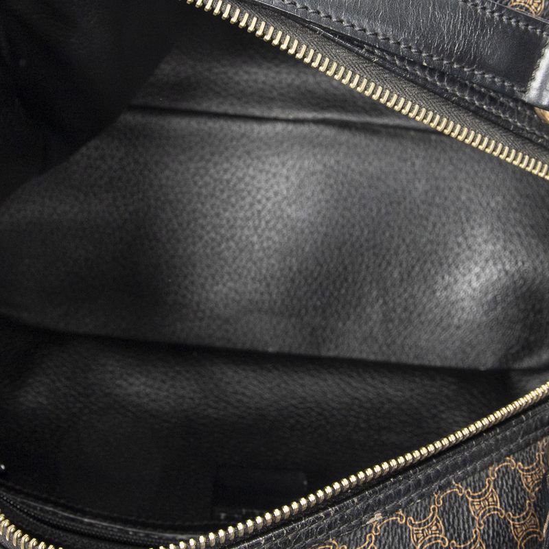 Celine Vintage Top Handle Black Brown Macadam Canvas