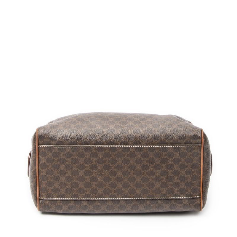Celine Vinte Gimini Boston Brown Macadam Canvas Shoulder Bag
