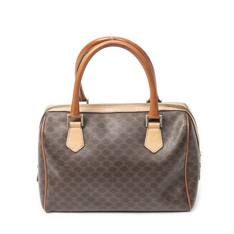 Celine Vinte Gimini Boston Brown Macadam Canvas Shoulder Bag